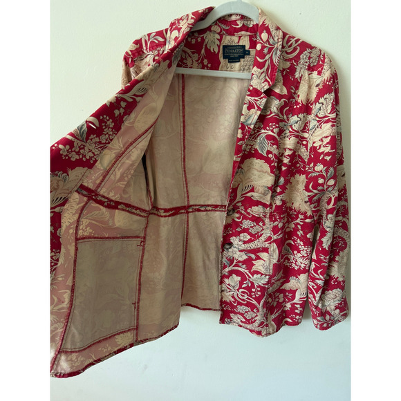 Pendleton Women's Blazer Jacket Red Floral Cotton size XL Boho Fall - Picture 3 of 6